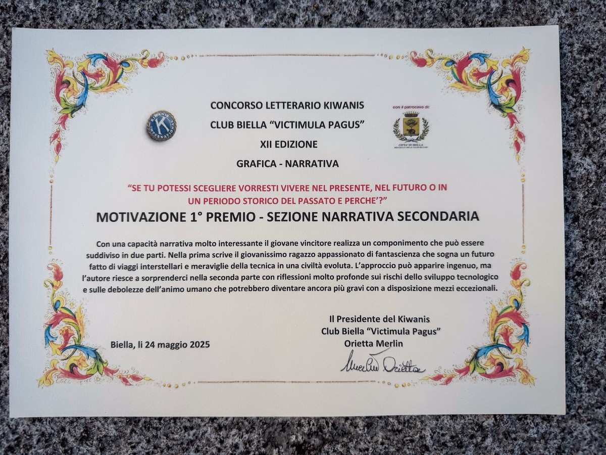 Kiwanis Biella, al concorso letterario primo premio per la scuola media di Pettinengo