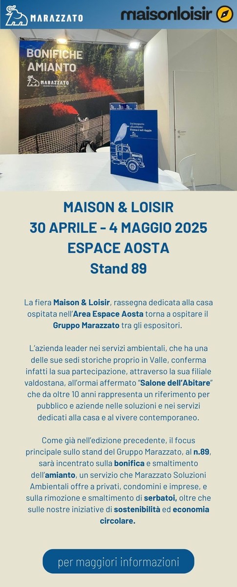 Gruppo Marazzato torna a Maison & Loisir con il focus sui servizi di bonifica dell'amianto