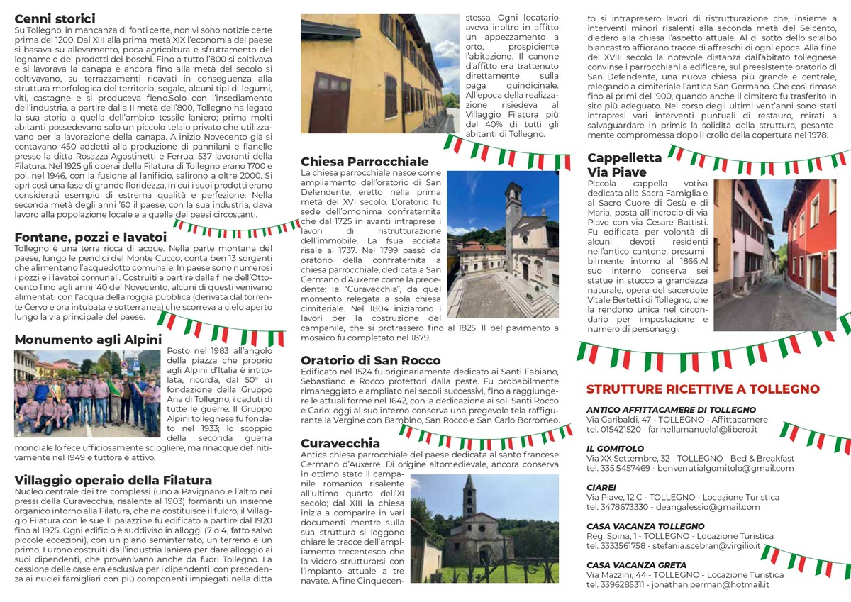 Tollegno accoglie gli Alpini con bandiere e un pieghevole informativo dedicato