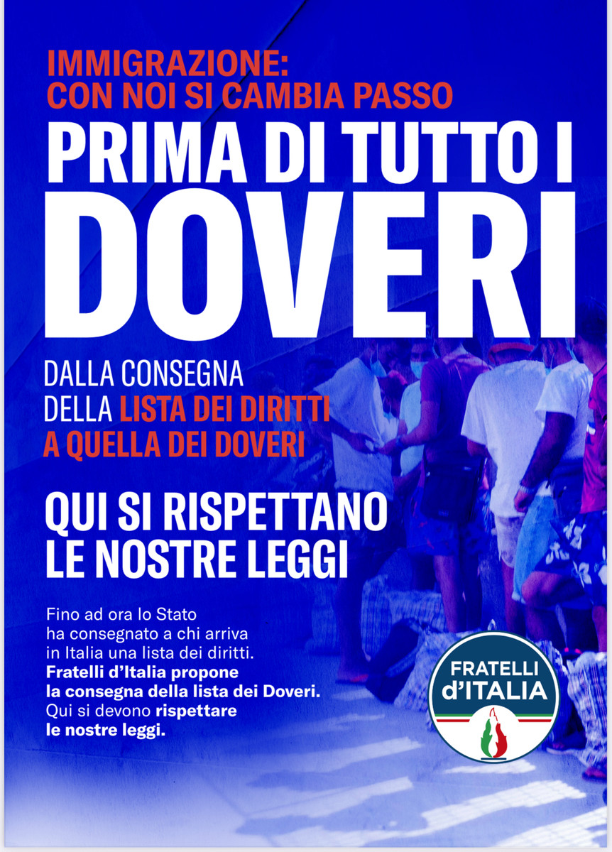 Migranti, prima di tutto i doveri, FdI organizza un banchetto a Biella