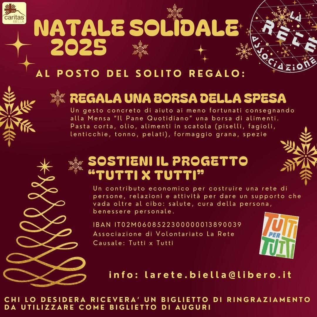Natale Solidale 2025 a Biella, non il classico regalo ma una borsa della spesa