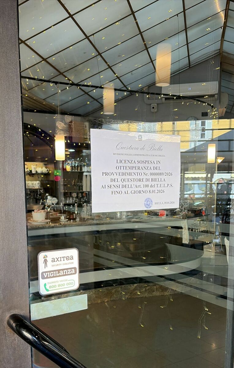 Biella, bar chiuso per 4 giorni: era il punto di ritrovo per 13 pregiudicati