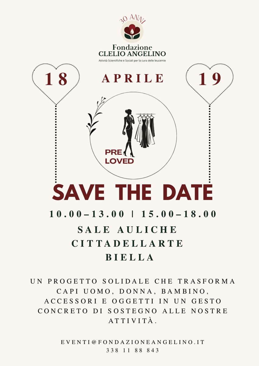 Fondazione Clelio Angelino: il 18 e 19 aprile a Cittadellarte torna “Pre Loved – Vintage Solidale” FOTO