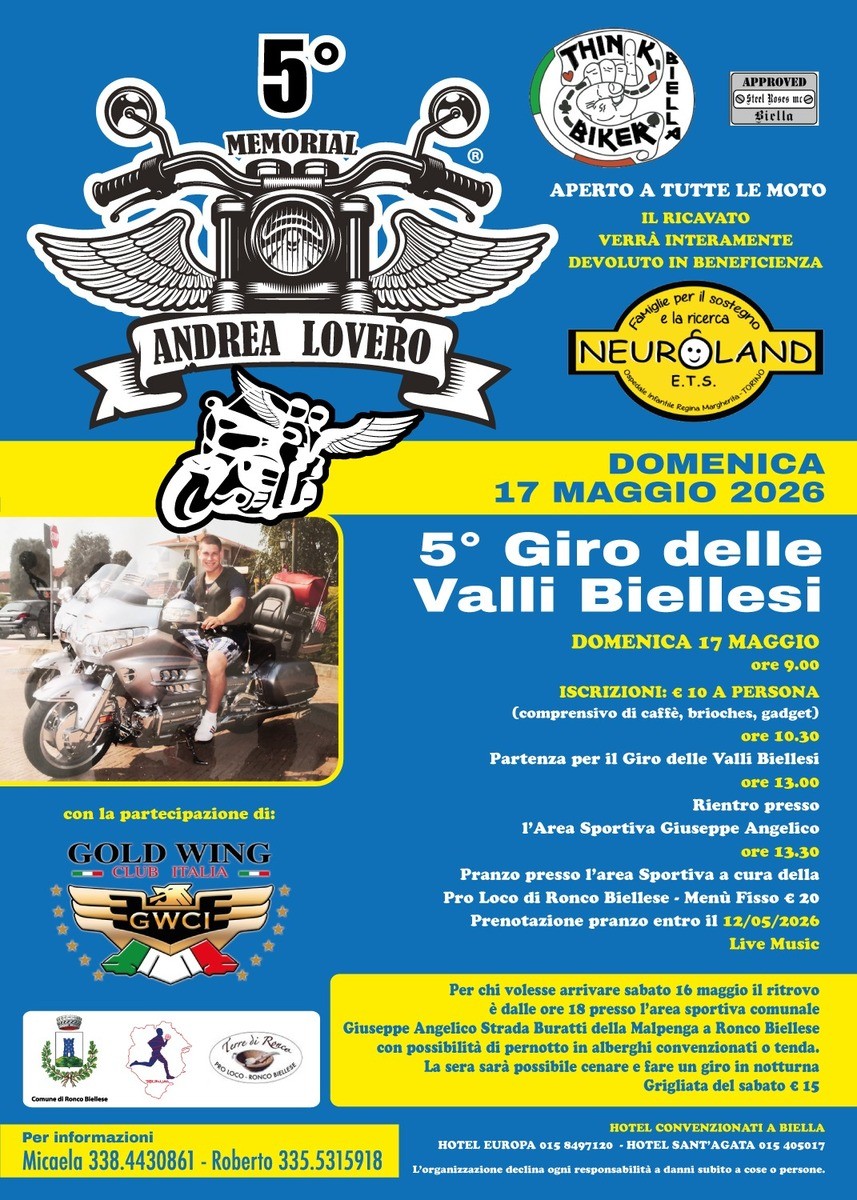 Ronco Biellese, torna il Giro delle Valli Biellesi in memoria di Andrea Lovero