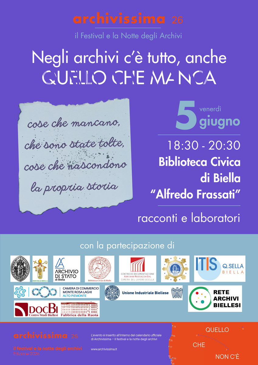 “Negli archivi c’è tutto, anche quello che manca”: torna a Biella la Notte degli Archivi