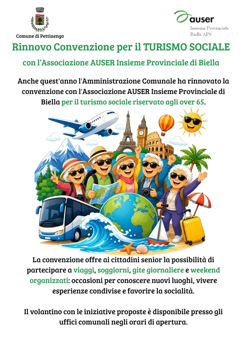 Over 65, il Comune di Pettinengo rinnova la convenzione per il turismo sociale