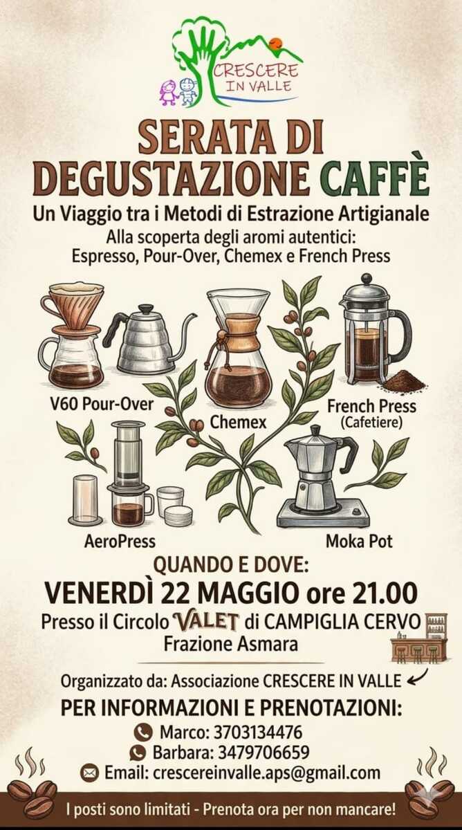 Campiglia, serata di degustazione caffè: viaggio tra espresso, Chemex e French Press