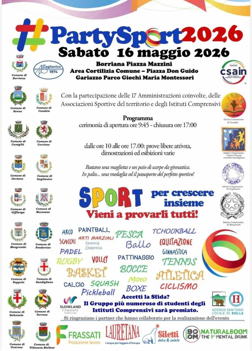 #PartySport2026 quest' anno sarà a Borriana!