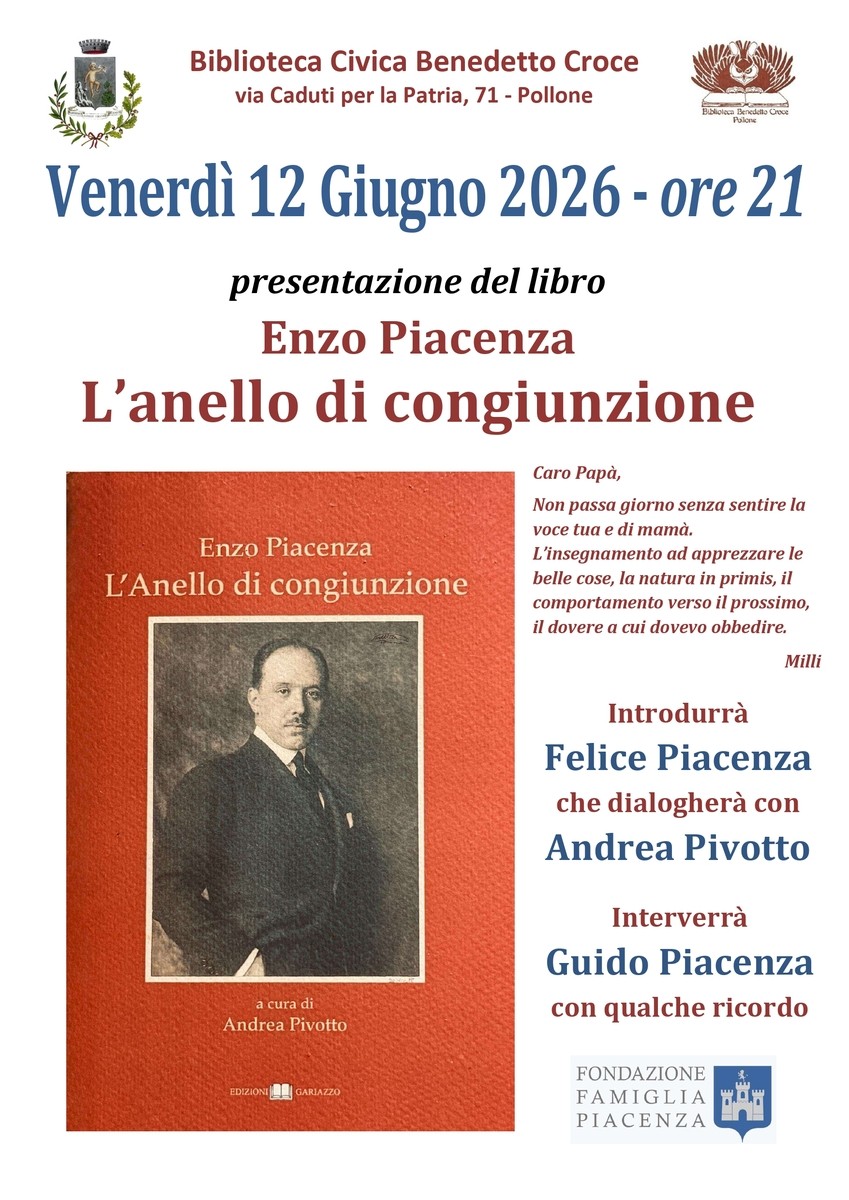 Un libro dedicato a Enzo Piacenza, la presentazione a Pollone