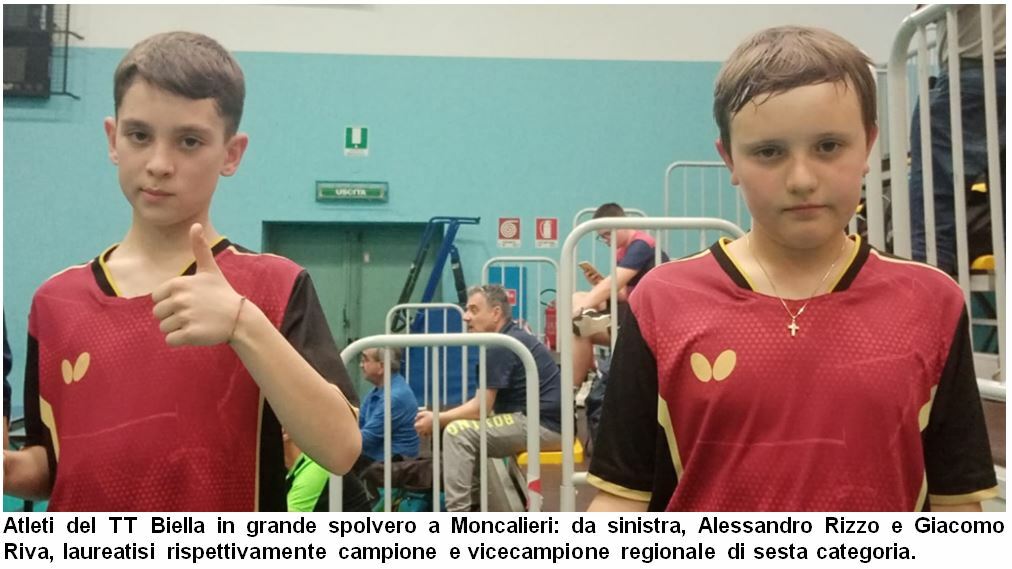 TT Biella protagonista a Moncalieri: Rizzo campione regionale, Riva vicecampione