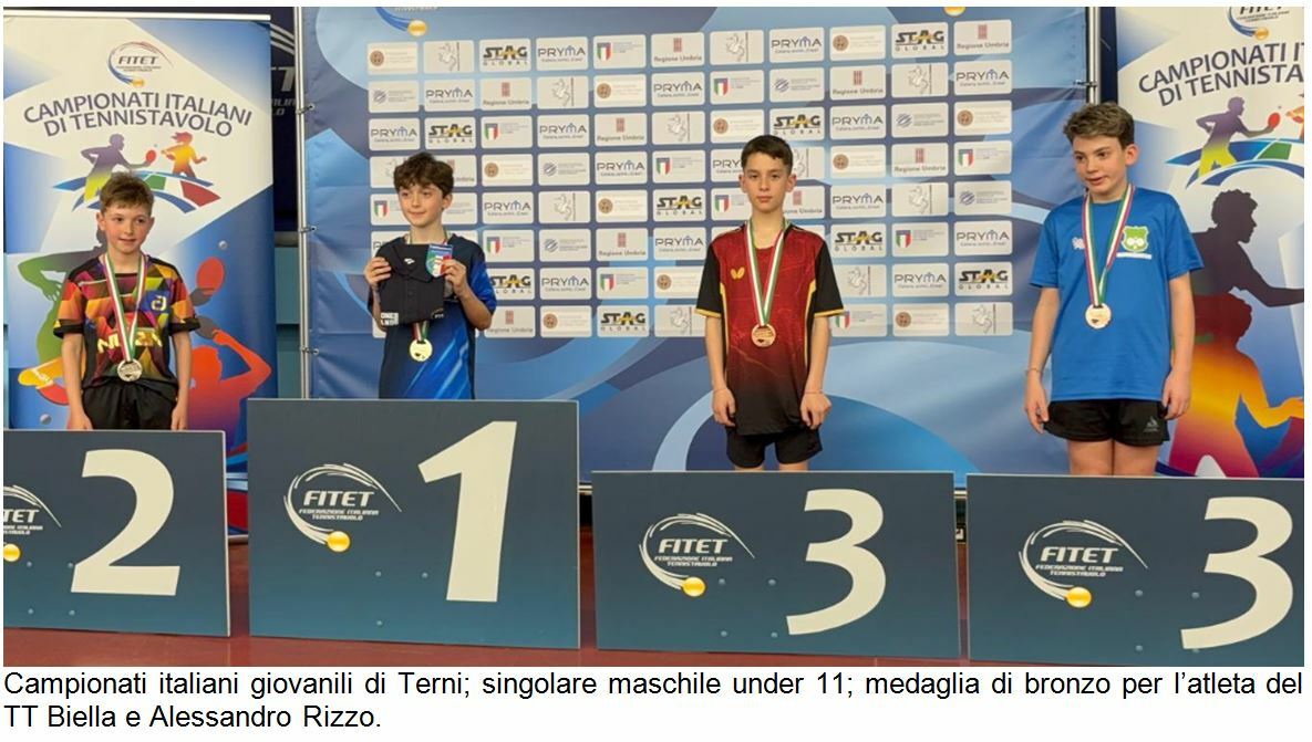 TT Biella, bottino di medaglie ai Campionati Italiani Giovanili di Terni FOTO
