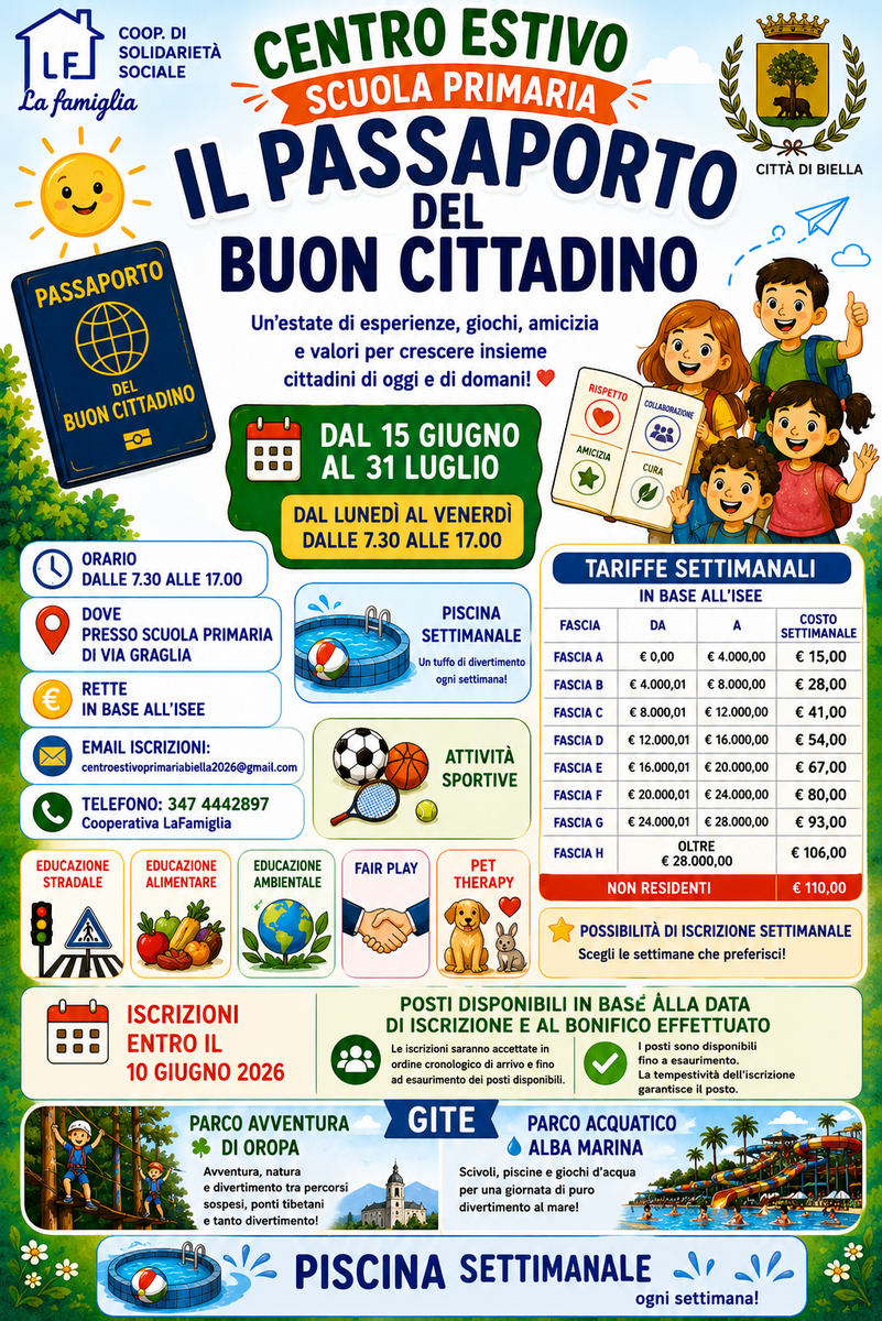Biella, al via le iscrizioni ai centri estivi