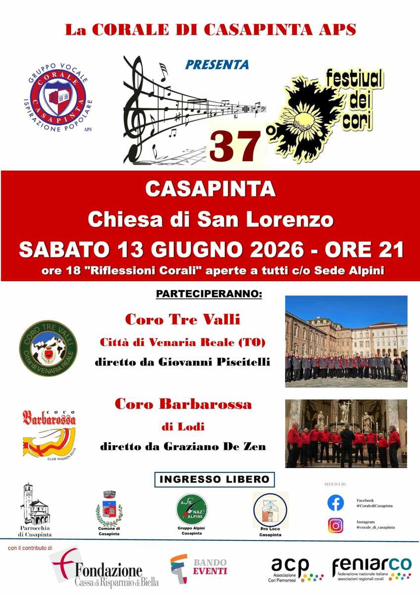 Casapinta celebra la grande tradizione corale con il 37° Festival dei Cori