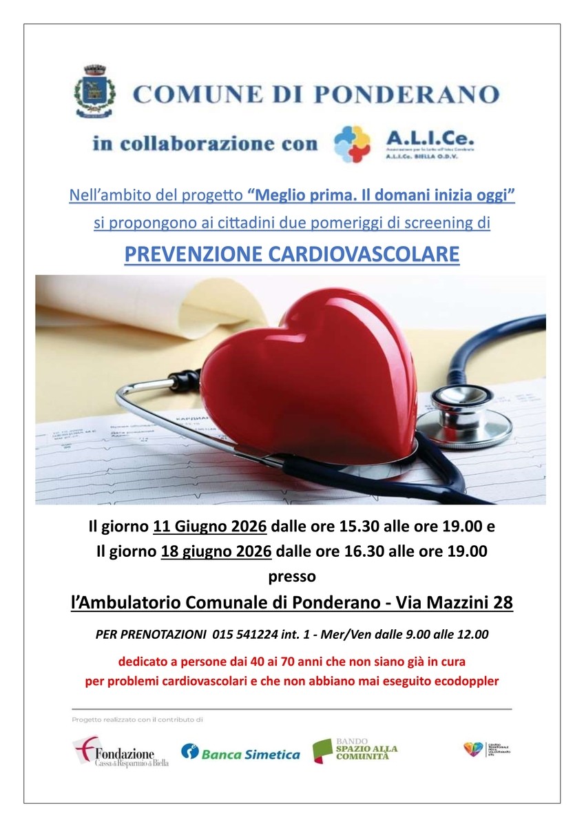 Ponderano, screening di prevenzione cardiovascolare