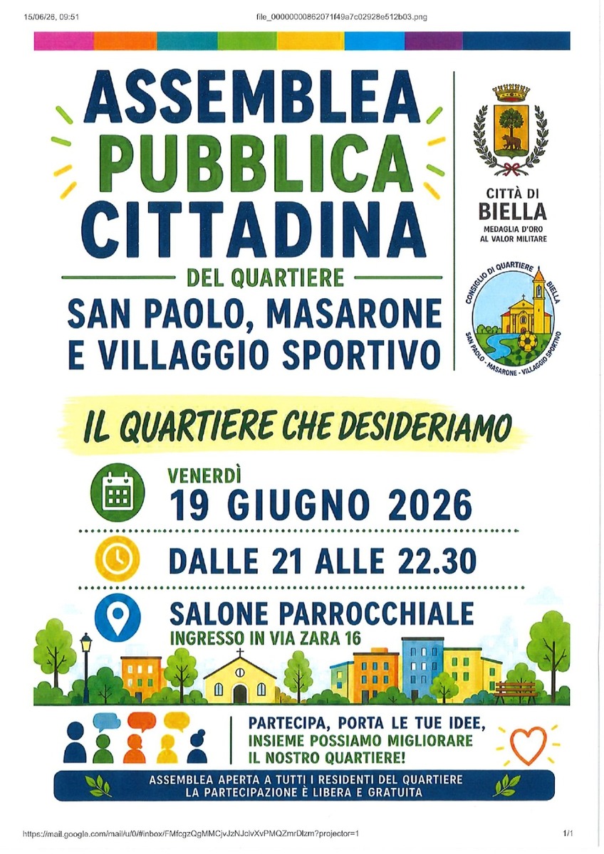 Quartiere San Paolo, Masarone e Villaggio Sportivo, questa sera l'assemblea pubblica
