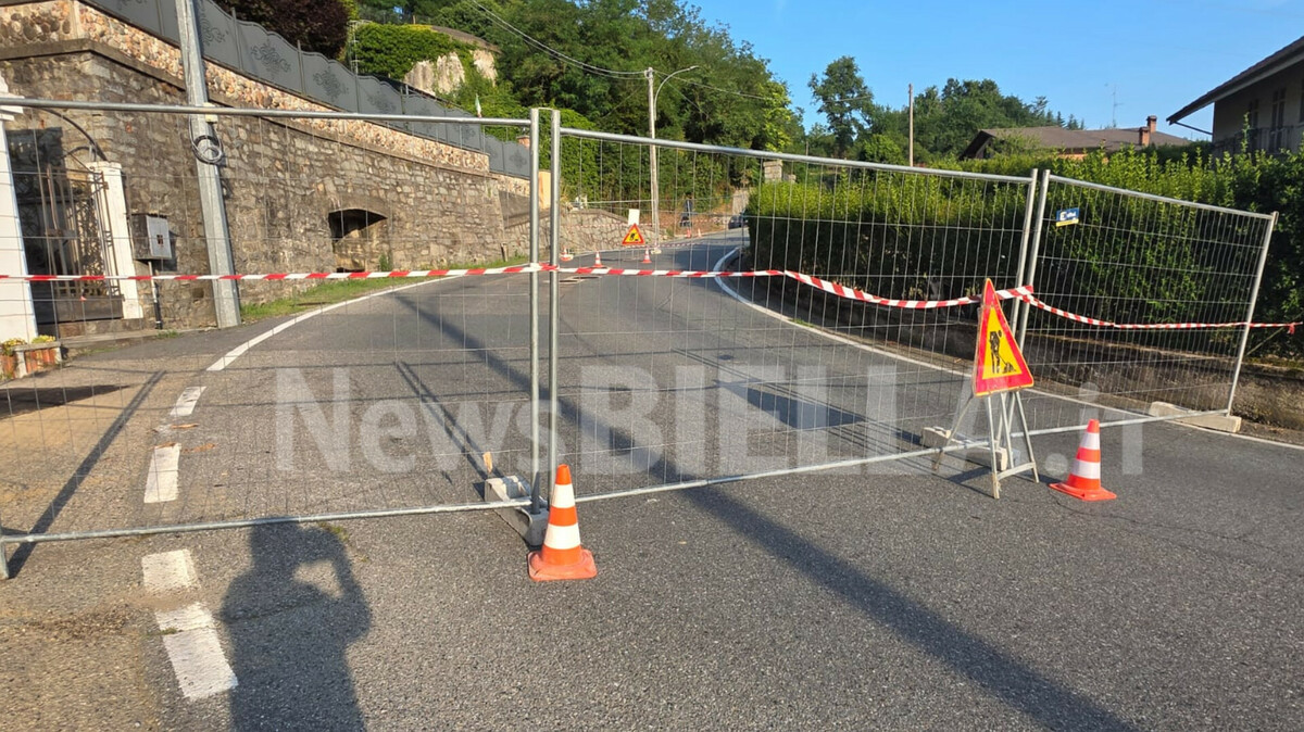 Lessona, chiude via Cesone per cedimento stradale: cambia la viabilità sulla SP219 dal Ponte Guelpa FOTO