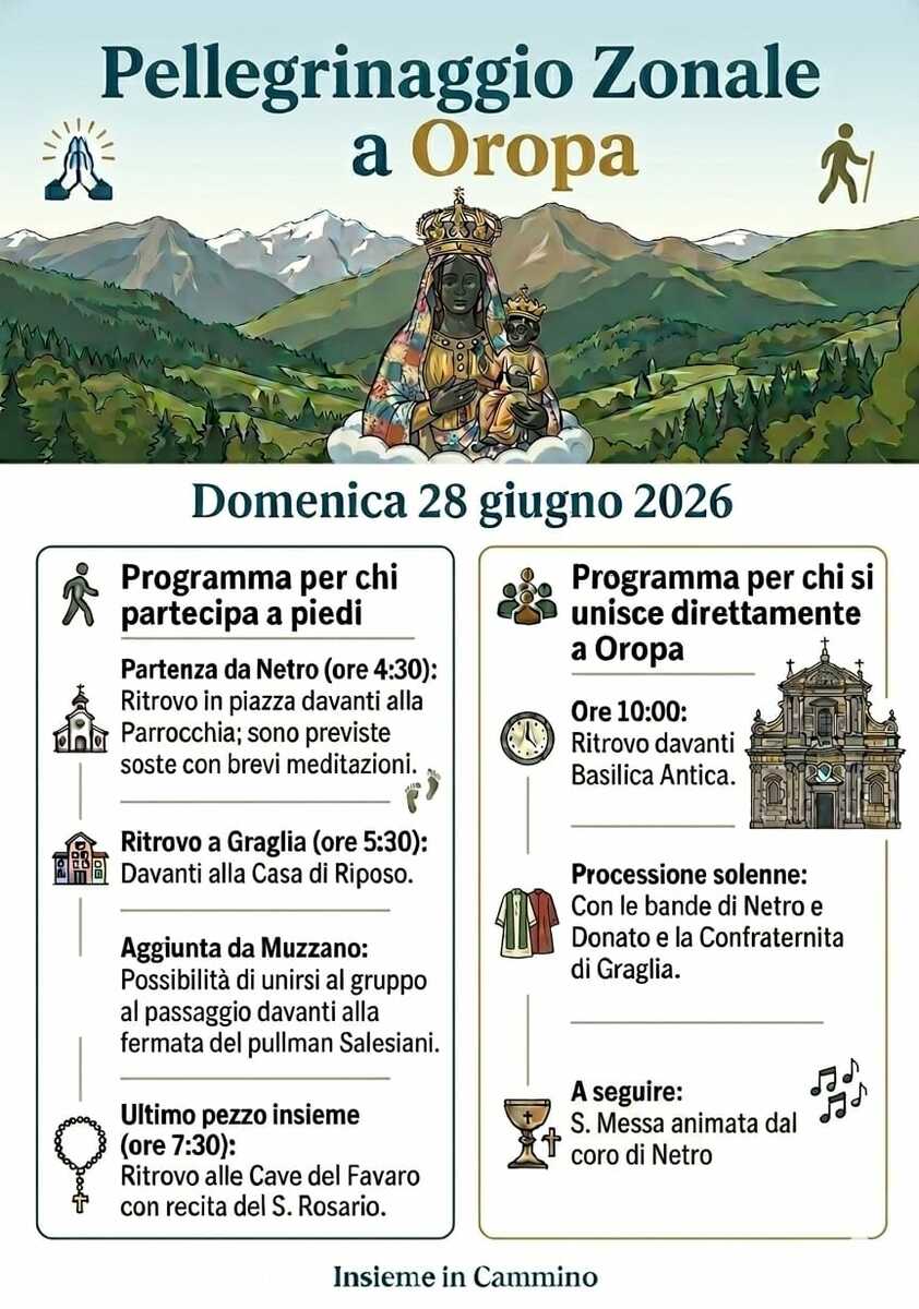 Pellegrinaggio zonale a Oropa: domenica 28 giugno in cammino verso il Santuario