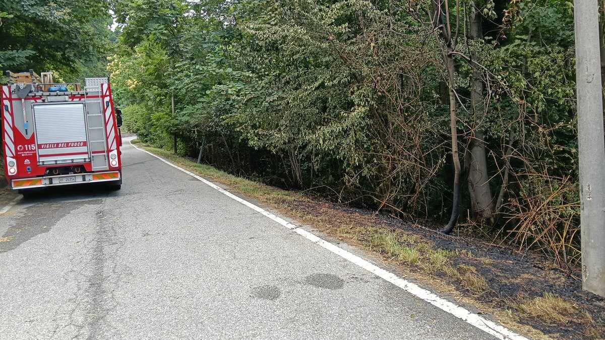 Biella, incendio di sottobosco tra Pavignano, Vaglio e Colma