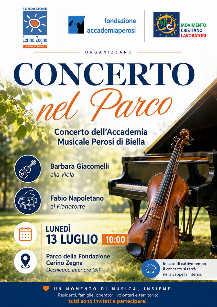 Fondazione Cerino Zegna, a Occhieppo Inferiore il Concerto nel Parco