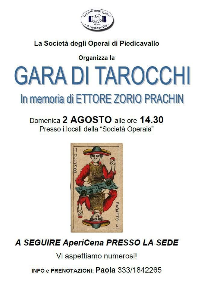 Piedicavallo, gara di tarocchi in ricordo di Ettore Zorio Prachin