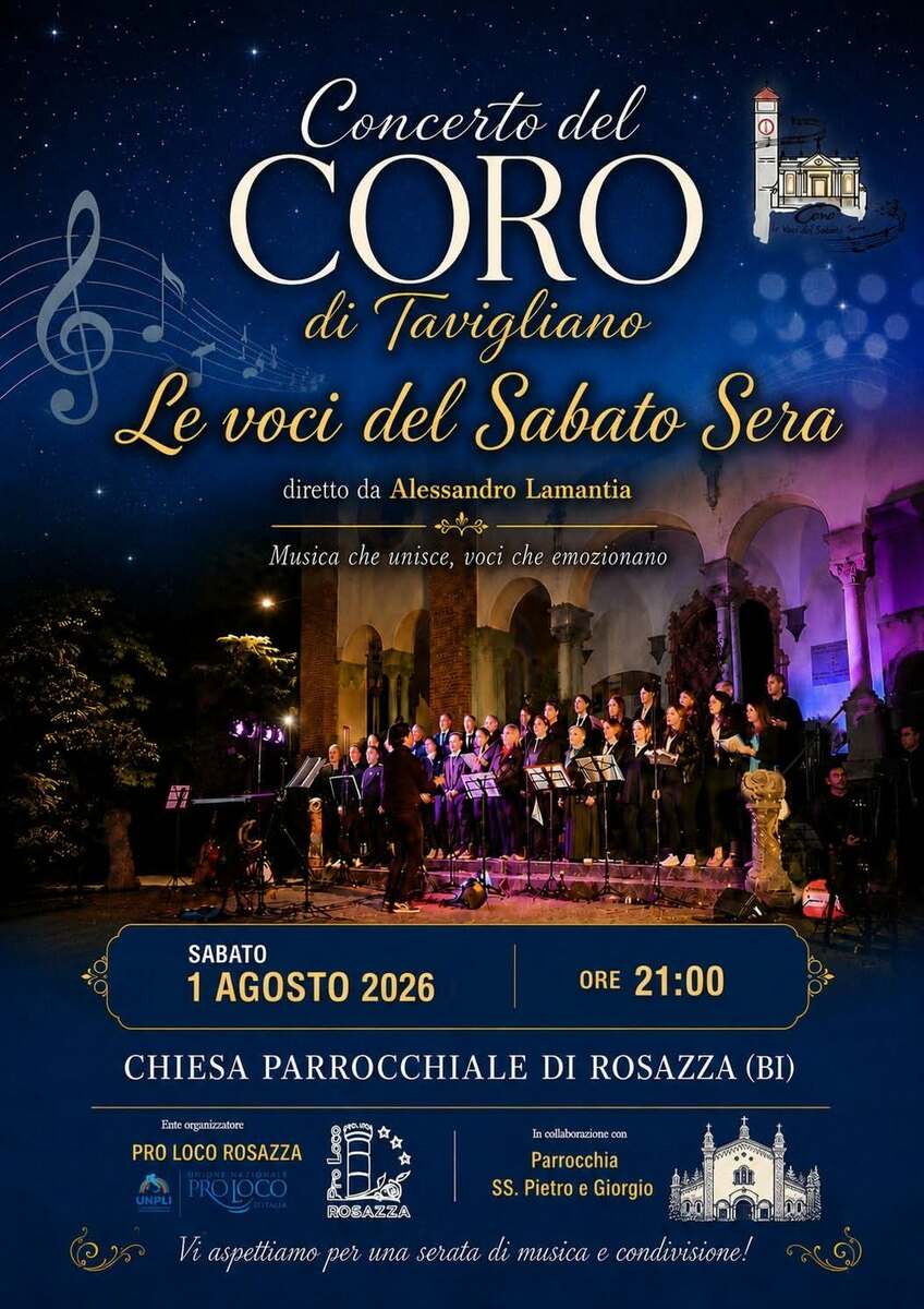 Rosazza, in concerto il Coro di Tavigliano “Le voci del Sabato Sera”