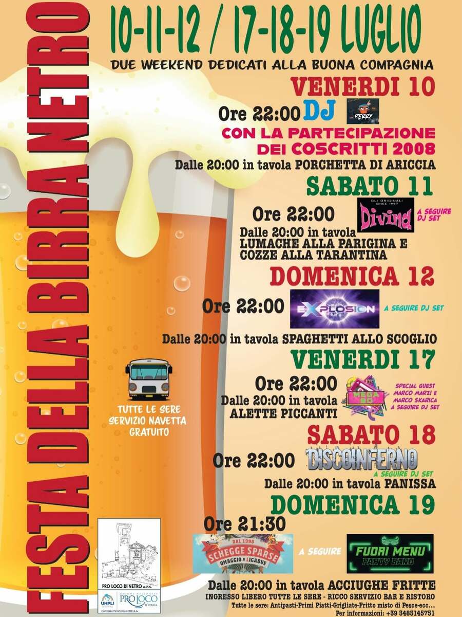 A Netro torna la Festa della Birra: sei serate tra musica, cucina e divertimento