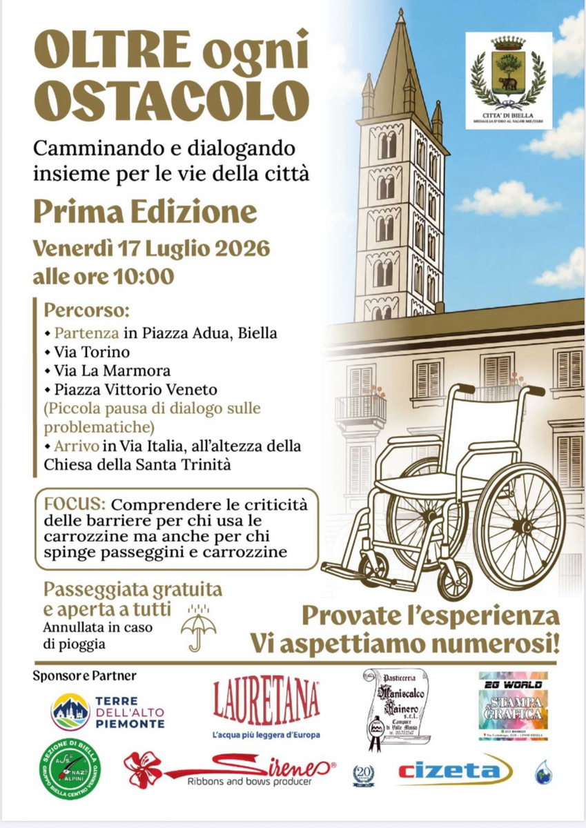 Oltre ogni ostacolo, arriva a Biella la passeggiata di sensibilizzazione urbana