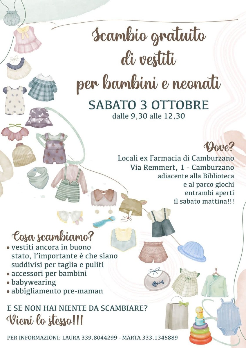 A Camburzano uno scambio gratuito di vestiti per bambini e neonati A Camburzano uno scambio gratuito di vestiti per bambini e neonati
