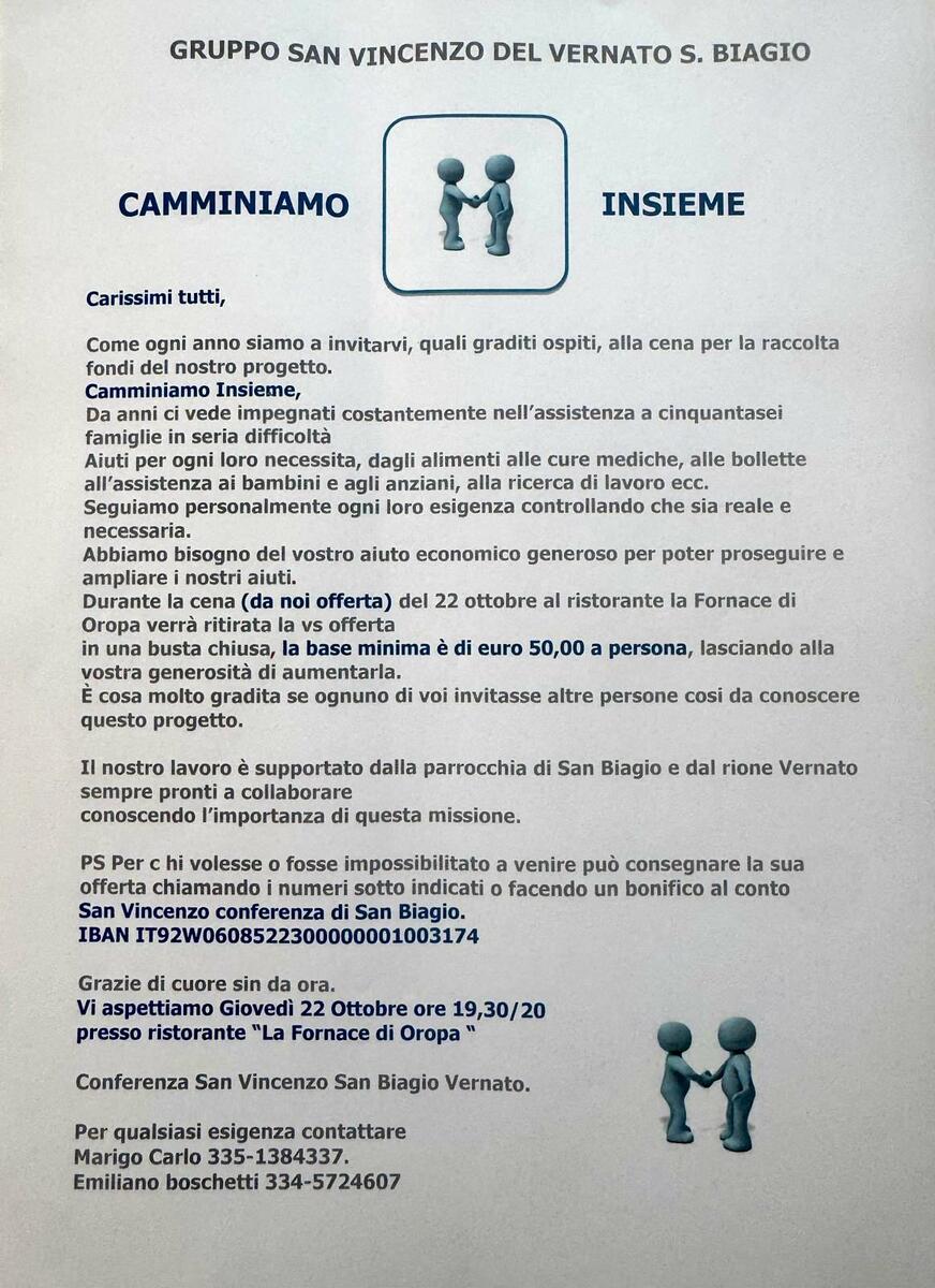Cena benefica per sostenere 56 famiglie: torna a Oropa “Camminiamo insieme” FOTO