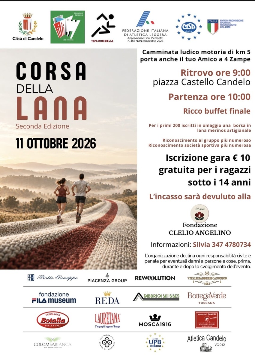 Sport e solidarietà, appuntamento da non perdere: tutti in pista per la Corsa della Lana 2026
