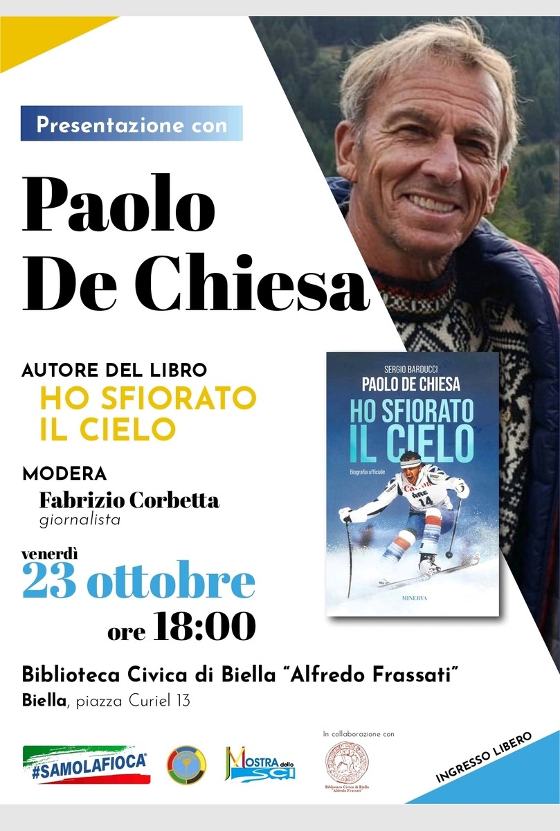 Ho sfiorato il cielo, a Biella arriva Paolo De Chiesa: lo sciatore protagonista della “Valanga Azzurra”