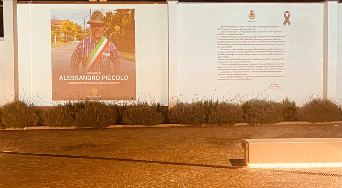 Cossato, martedì i funerali di Alessandro Piccolo: il Comune lo ricorda in piazza Borrino