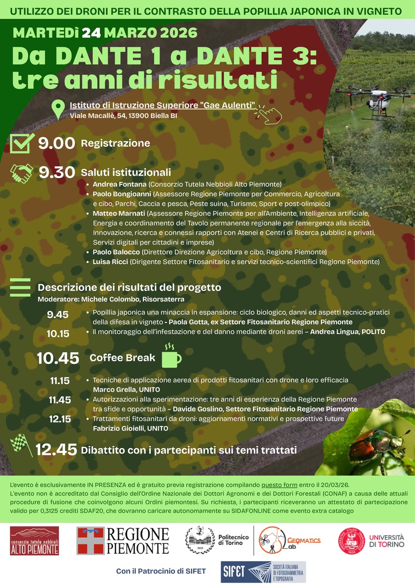 Popilia Japonica, 3 anni di ricerca: a Biella i risultati del progetto “Dante” sull’uso di droni in vigneto
