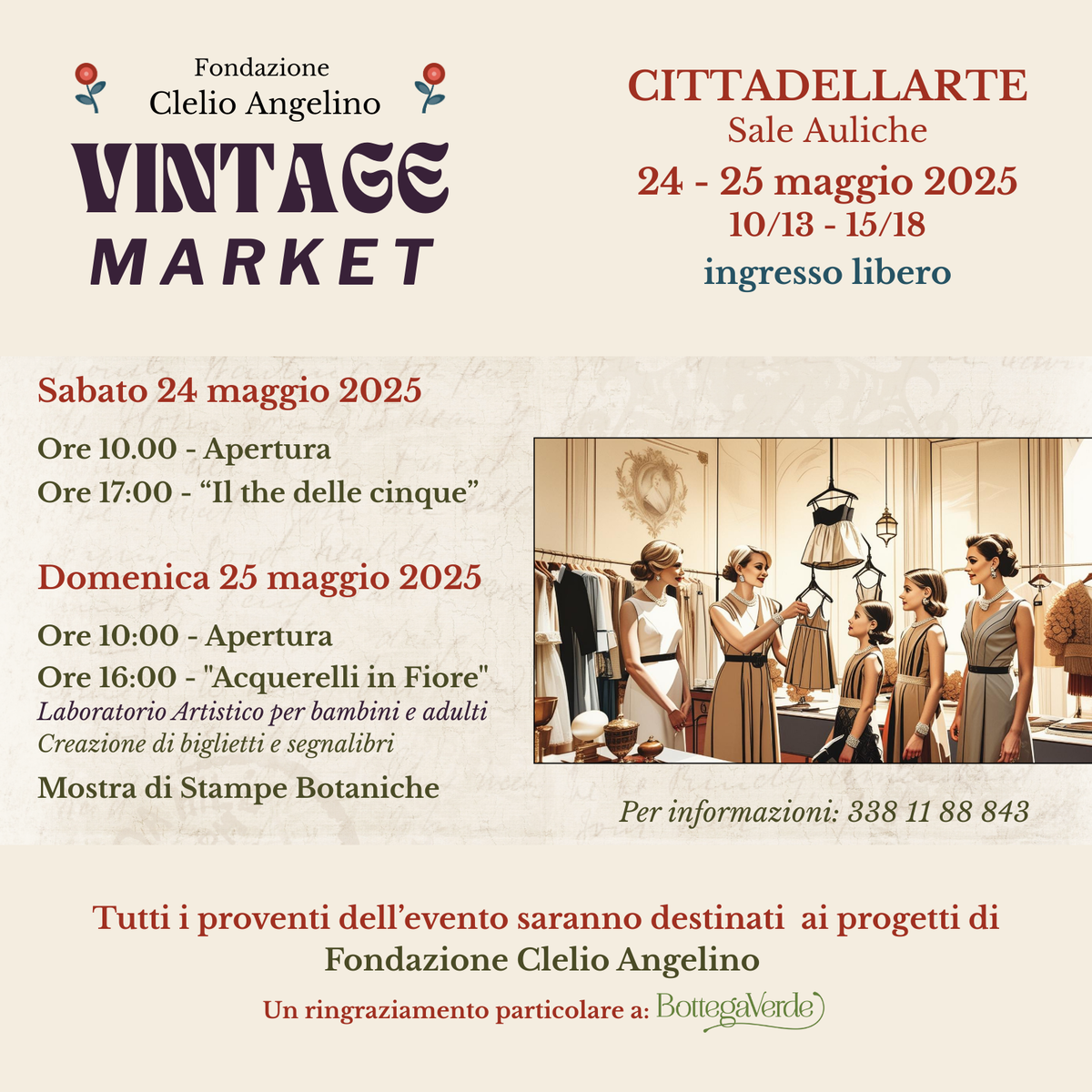 Torna il Vintage Market della Fondazione Clelio Angelino: solidarietà, bellezza e sostenibilità a Cittadellarte