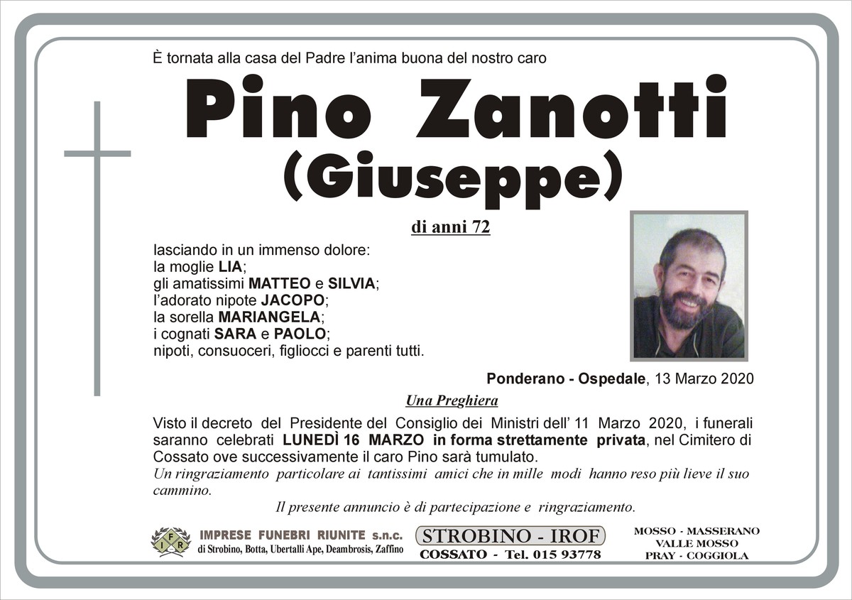 Pino Zanotti (Giuseppe) - Newsbiella.it