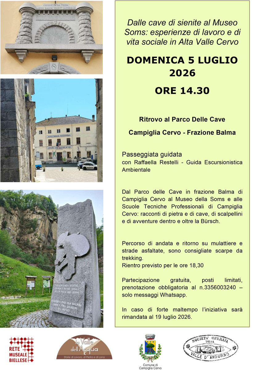 Passeggiata guidata con  racconti di pietra e di cave, di scalpellini e di avventure dentro e oltre la Bürsch