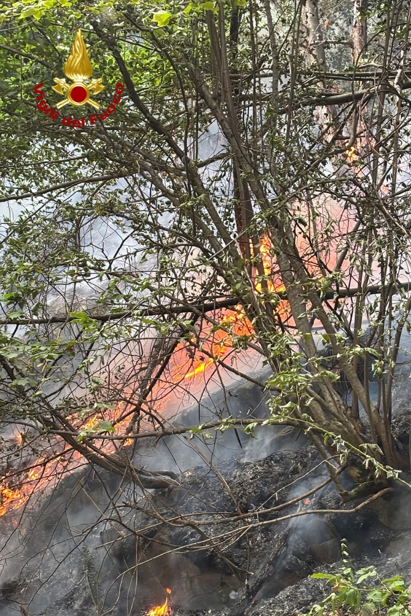 Incendio in alta Valsesia, continua il dispositivo di soccorso coordinato dai Vigili del Fuoco: presente anche il DOS di Biella FOTO e VIDEO