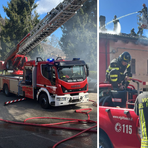 Tetto in fiamme a Sordevolo: in corso le operazioni dei Vigli del Fuoco