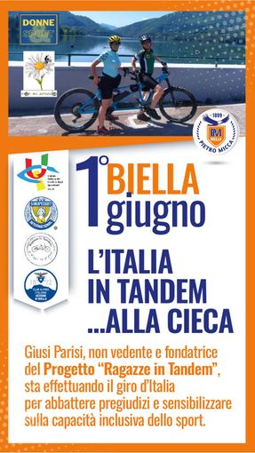 “L’Italia in tandem… alla cieca” a Biella l’incontro con Giusi Parisi.