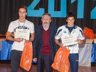 Ginnastica artistica maschile: Andrea Aprile e Alessandro Mosca Balma con Franco Ruffa. Ginnastica artistica maschile: Andrea Aprile e Alessandro Mosca Balma con Franco Ruffa.