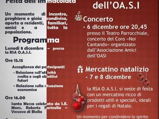 A Chiavazza si celebra l’Immacolata: festa patronale, concerto e mercatino all’O.A.S.I. A Chiavazza si celebra l’Immacolata: festa patronale, concerto e mercatino all’O.A.S.I.