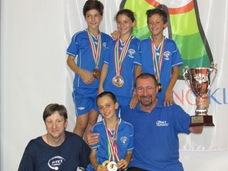 La rappresentativa piemontese sul podio con i tecnici Adrian Panaite e Janos Illi