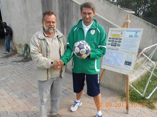 Paolo Pozzo, assessore allo sport di Mongrando con l'allenatore e segretario della Valle Elvo Massimo Romagnoli