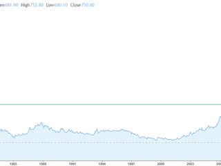 Andamento dell’oro dal 1980 al 2007