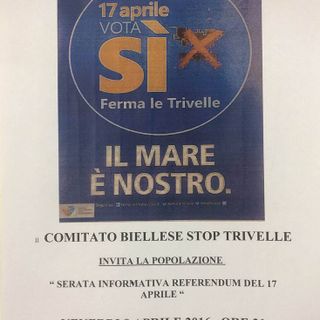 Referendum, Comitato biellese Stop Trivelle organizza serata informativa
