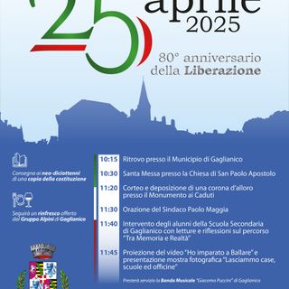 Gaglianico celebra l’80° anniversario della Liberazione: memoria, giovani e comunità al centro delle commemorazioni Gaglianico celebra l’80° anniversario della Liberazione: memoria, giovani e comunità al centro delle commemorazioni