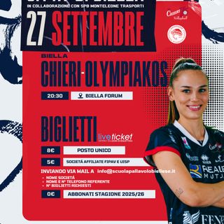 Chieri ’76–Olympiakos accende il Biella Forum: 1° Trofeo Internazionale Città di Biella Chieri ’76–Olympiakos accende il Biella Forum: 1° Trofeo Internazionale Città di Biella