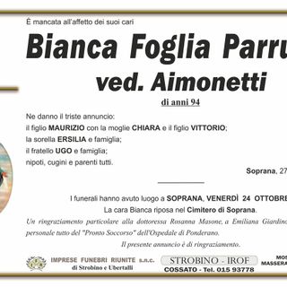 Bianca Foglia Parrucin, ved. Aimonetti Bianca Foglia Parrucin, ved. Aimonetti