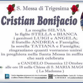 Cristian Bonifacio, trigesima