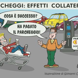 Ospedale di Biella, paga il parcheggio e gli prende un colpo: "Non temere, l'ambulanza arriva in un attimo!" - Illustrazione di Giovanni Cavallo